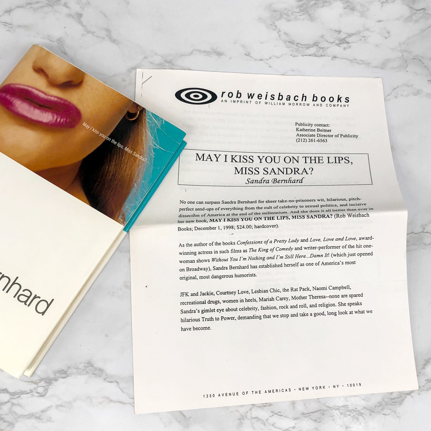 May I Kiss You On The Lips, Miss Sandra? by Sandra Bernhard [FIRST EDITION • FIRST PRINTING] 1998 • Advance Review Copy