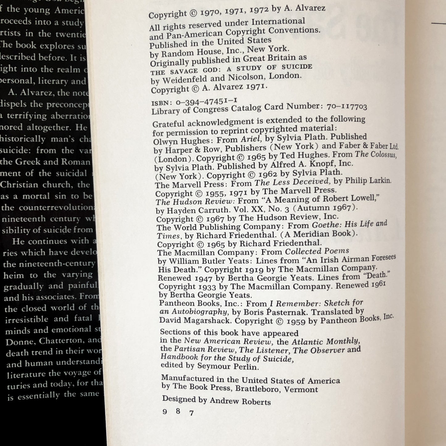 The Savage God: A Study of Suicide by A. Alvarez [FIRST EDITION] - Bookshop Apocalypse