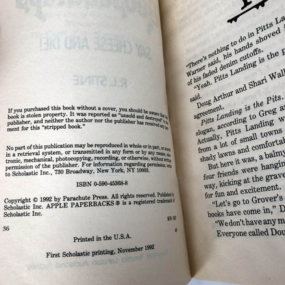 Say Cheese and Die! by R.L. Stine [1992 FIRST EDITION] Goosebumps #4