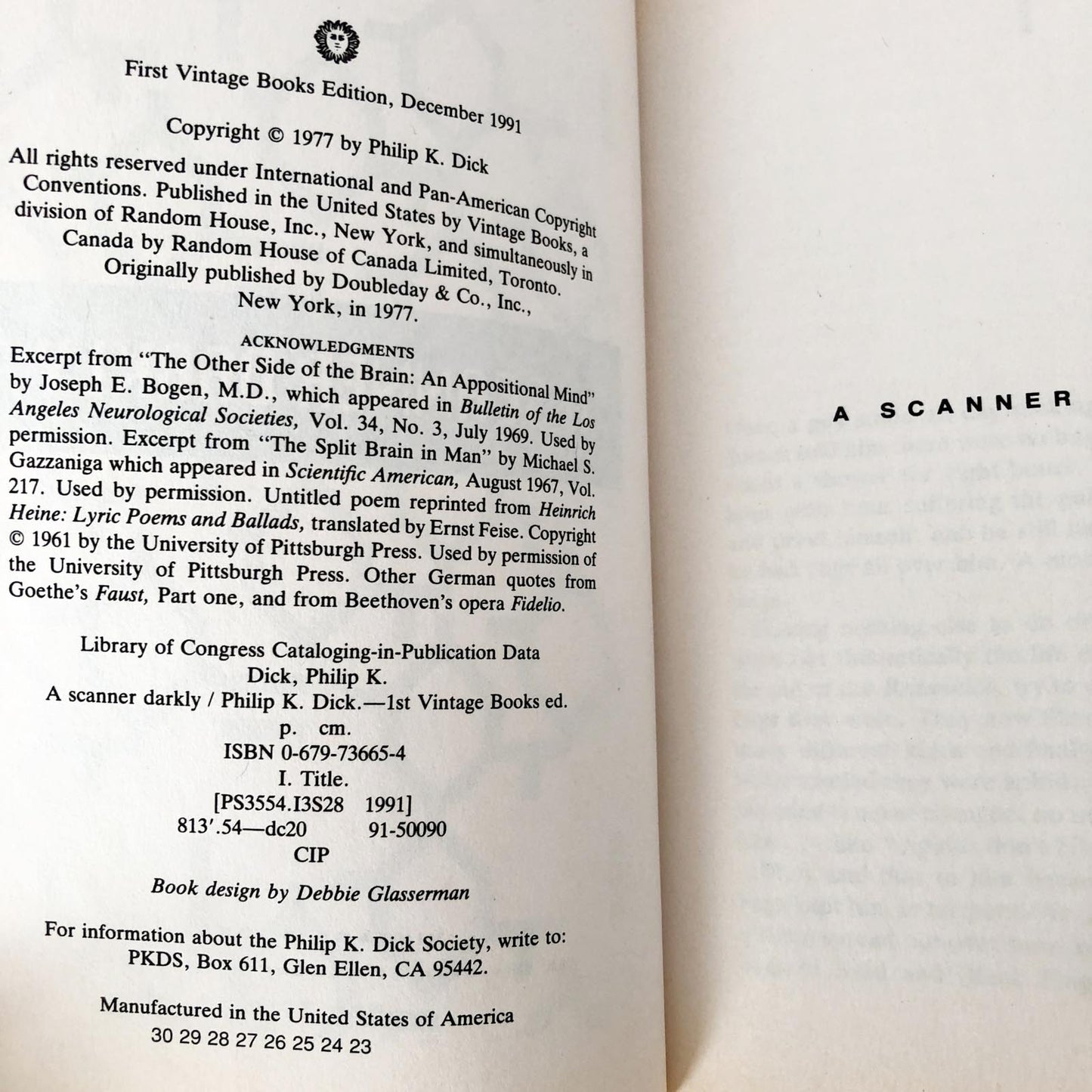 A Scanner Darkly by Philip K. Dick [TRADE PAPERBACK] 2006 • Vintage Books