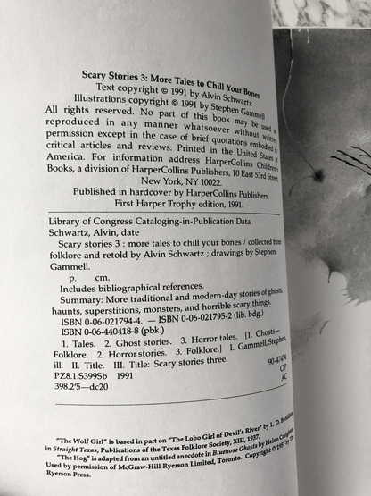 Scary Stories 3: More Tales to Chill Your Bones by Alvin Schwarz - Bookshop Apocalypse