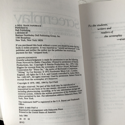 Screenplay: The Foundations of Screenwriting by Syd Field [1994 TRADE PAPERBACK] - Bookshop Apocalypse