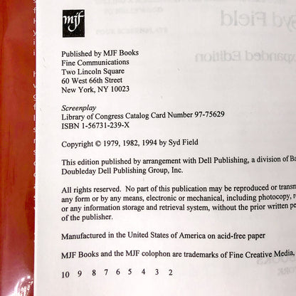 Screenplay: The Foundations of Screenwriting by Syd Field [FIRST EDITION HARDCOVER] 1994