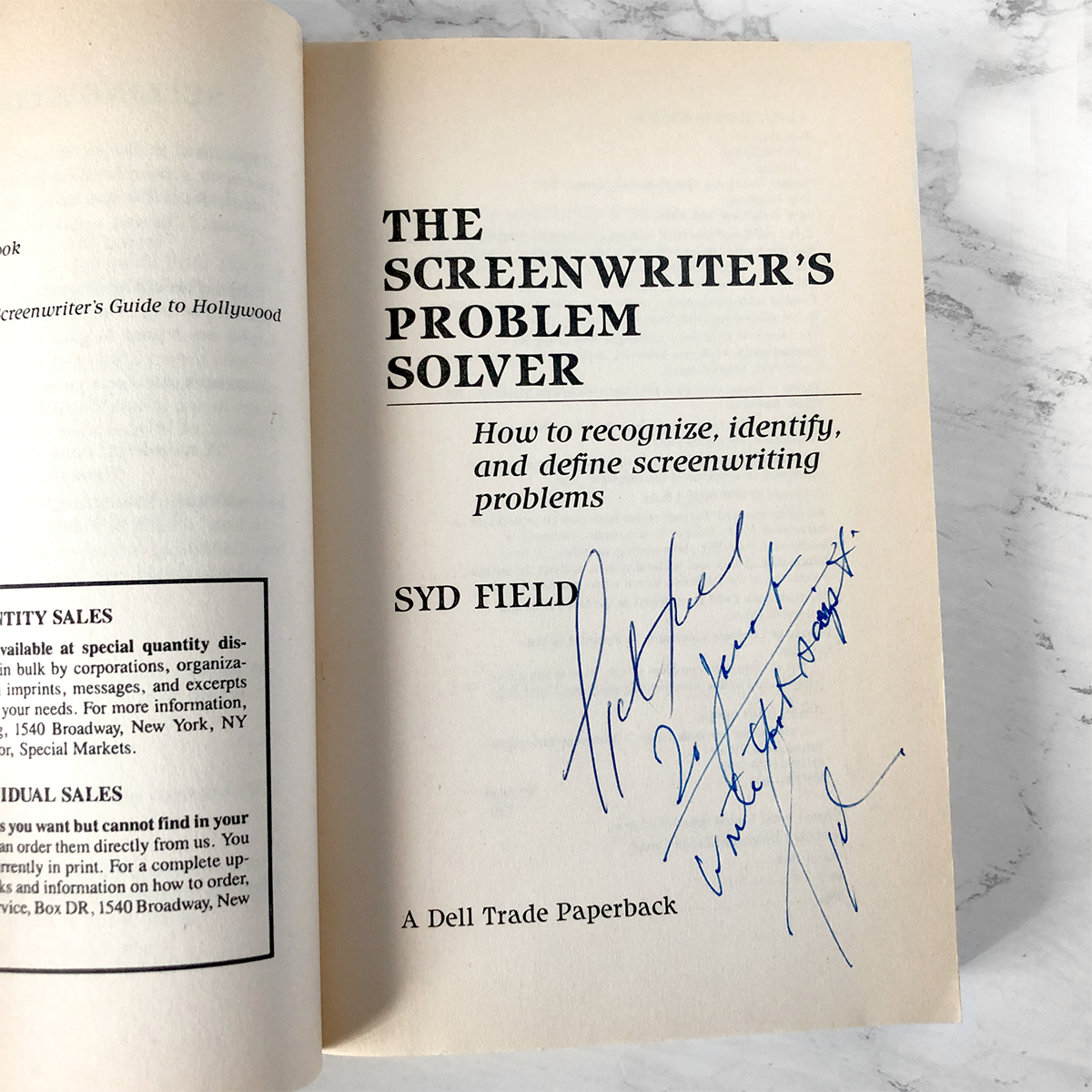 The Screenwriters Problem Solver by Syd Field SIGNED! [FIRST EDITION / FIRST PRINTING]