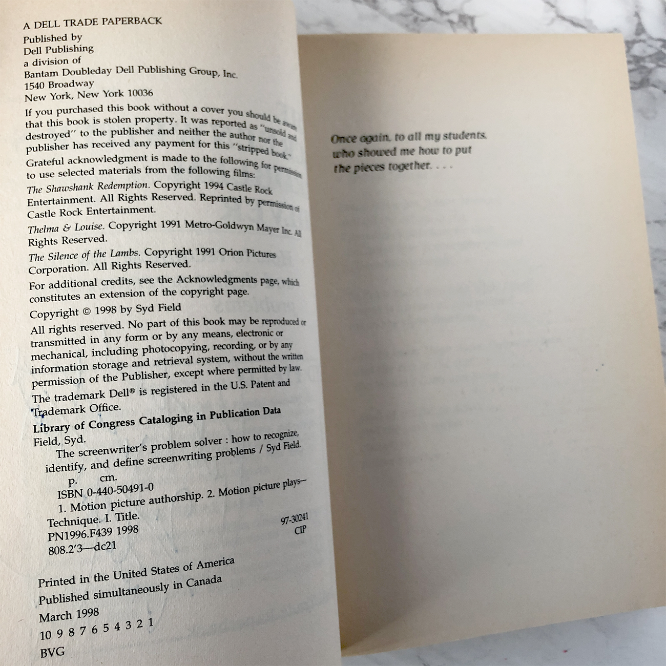 The Screenwriters Problem Solver by Syd Field SIGNED! [FIRST EDITION / FIRST PRINTING]