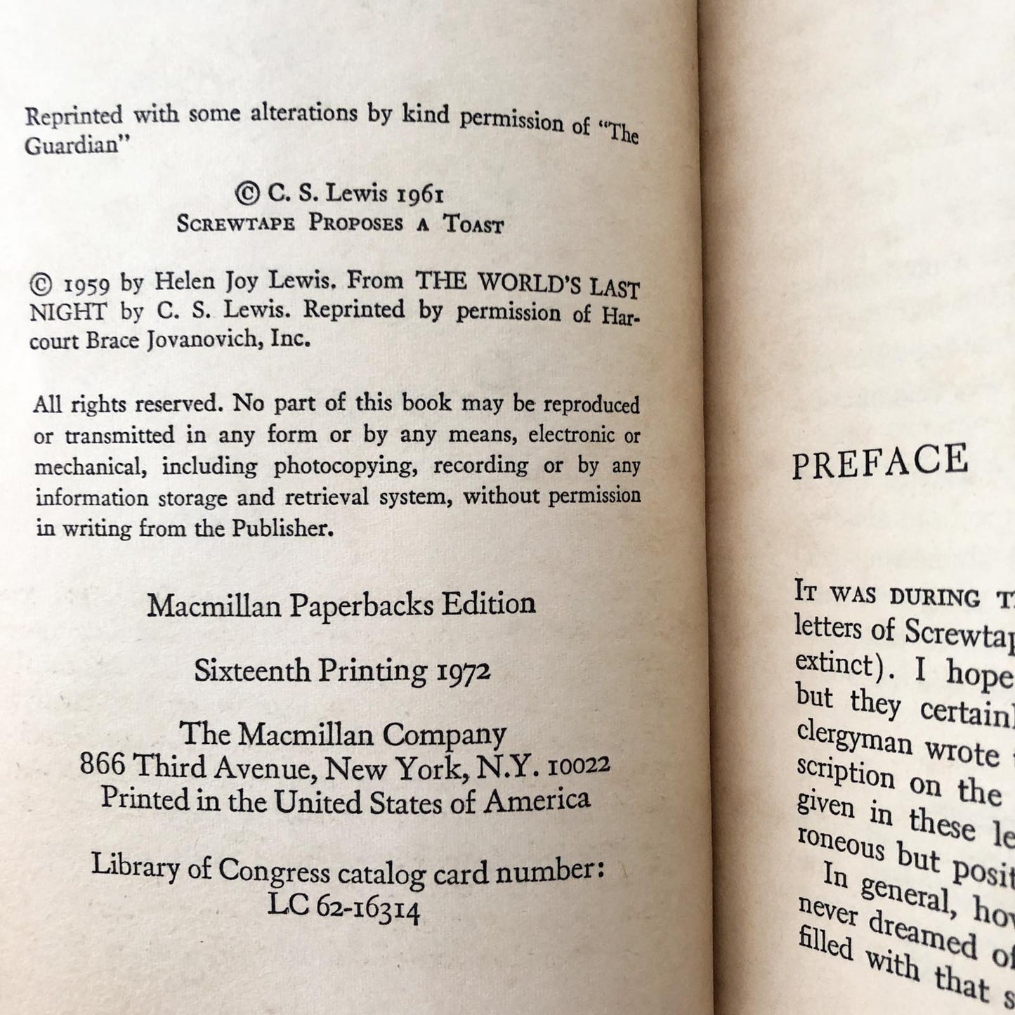 The Screwtape Letters by C.S. Lewis [1972 PAPERBACK] • Macmillan