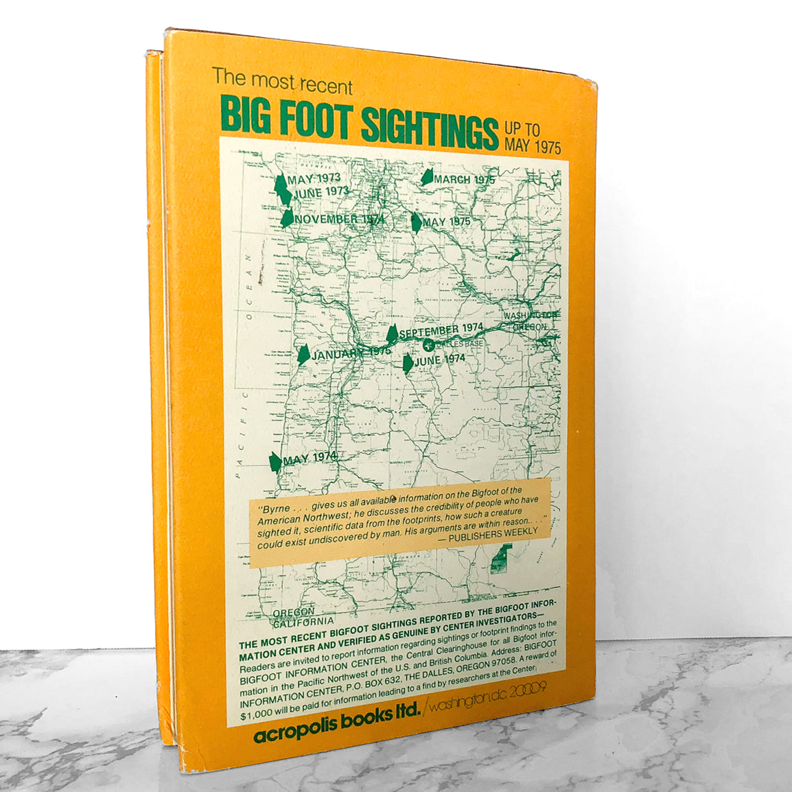 The Search for Big Foot: Monster, Man or Myth? by Peter Byrne [FIRST EDITION / 1975]