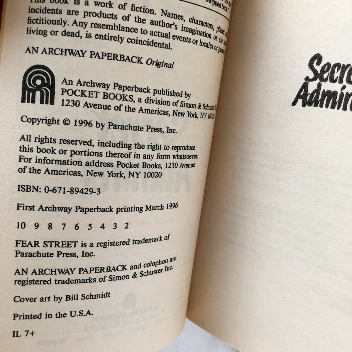 Fear Street #36: Secret Admirer by R.L. Stine - Bookshop Apocalypse