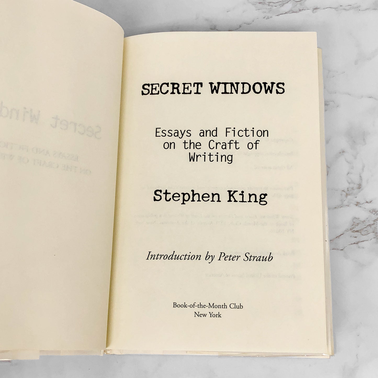Secret Windows: Essays and Fiction on the Craft of Writing by Stephen King [FIRST EDITION] 2000