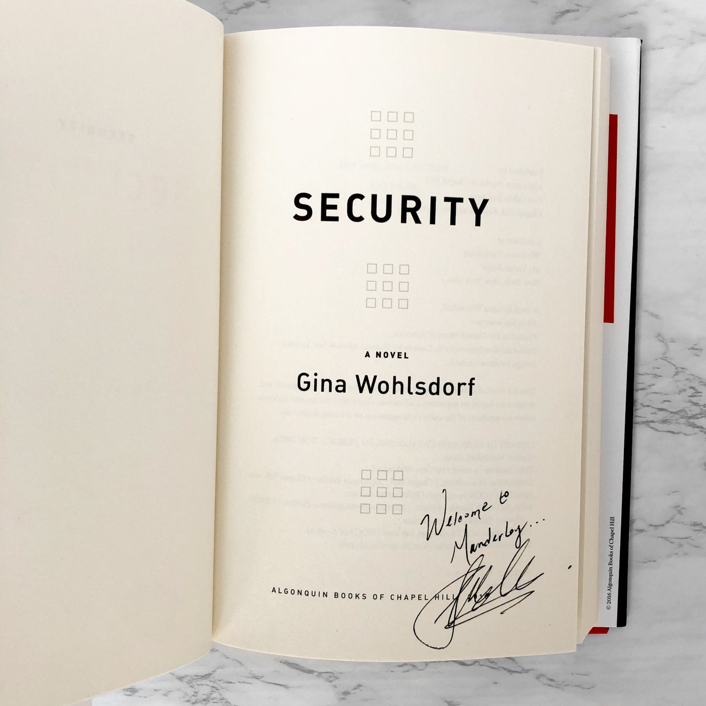 Security by Gina Wohlsdorf SIGNED! [FIRST EDITION / FIRST PRINTING] 2016