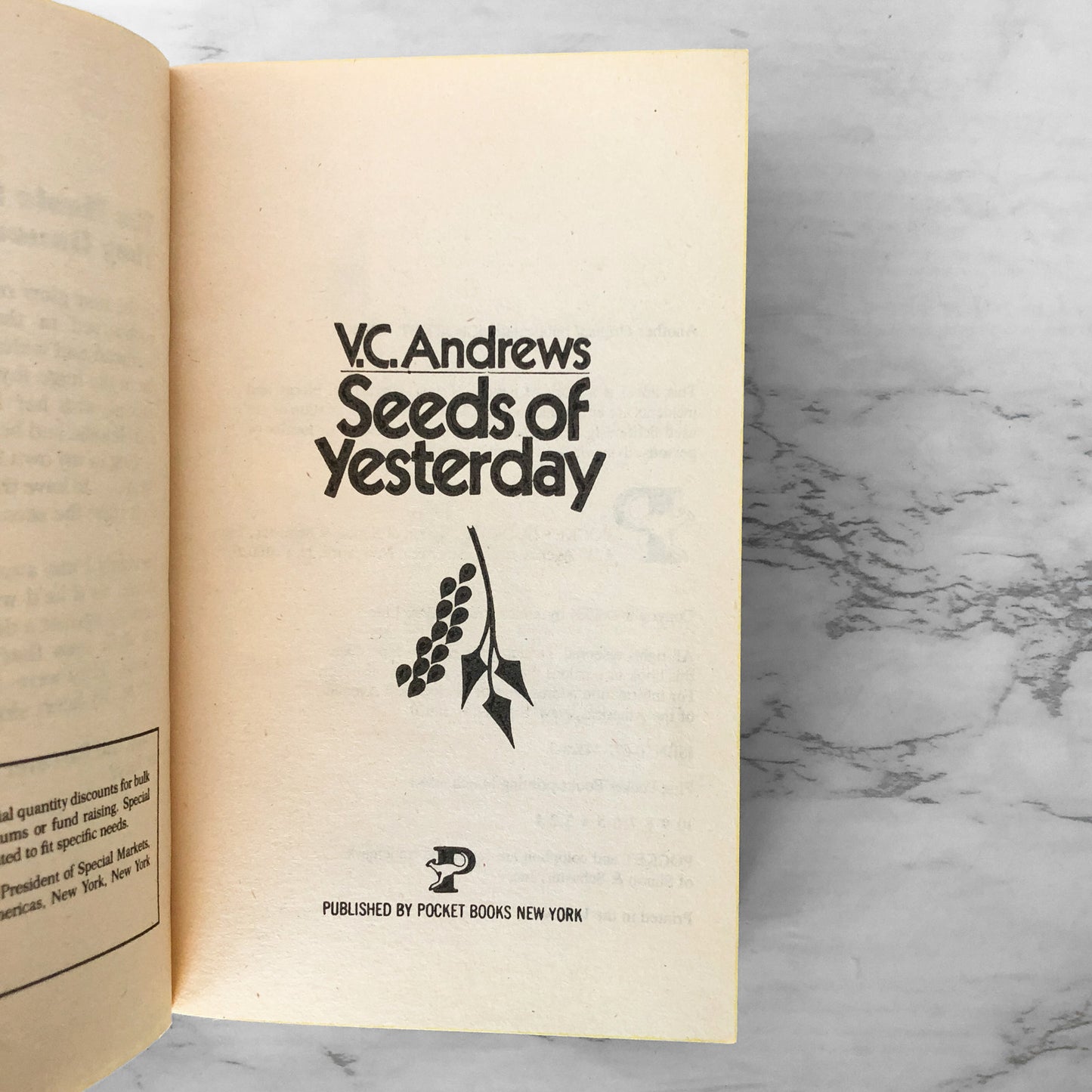 Seeds of Yesterday by V.C. Andrews [FIRST PAPERBACK PRINTING] 1984