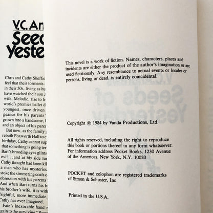 Seeds of Yesterday by V.C. Andrews [BOOK CLUB EDITION / 1984]