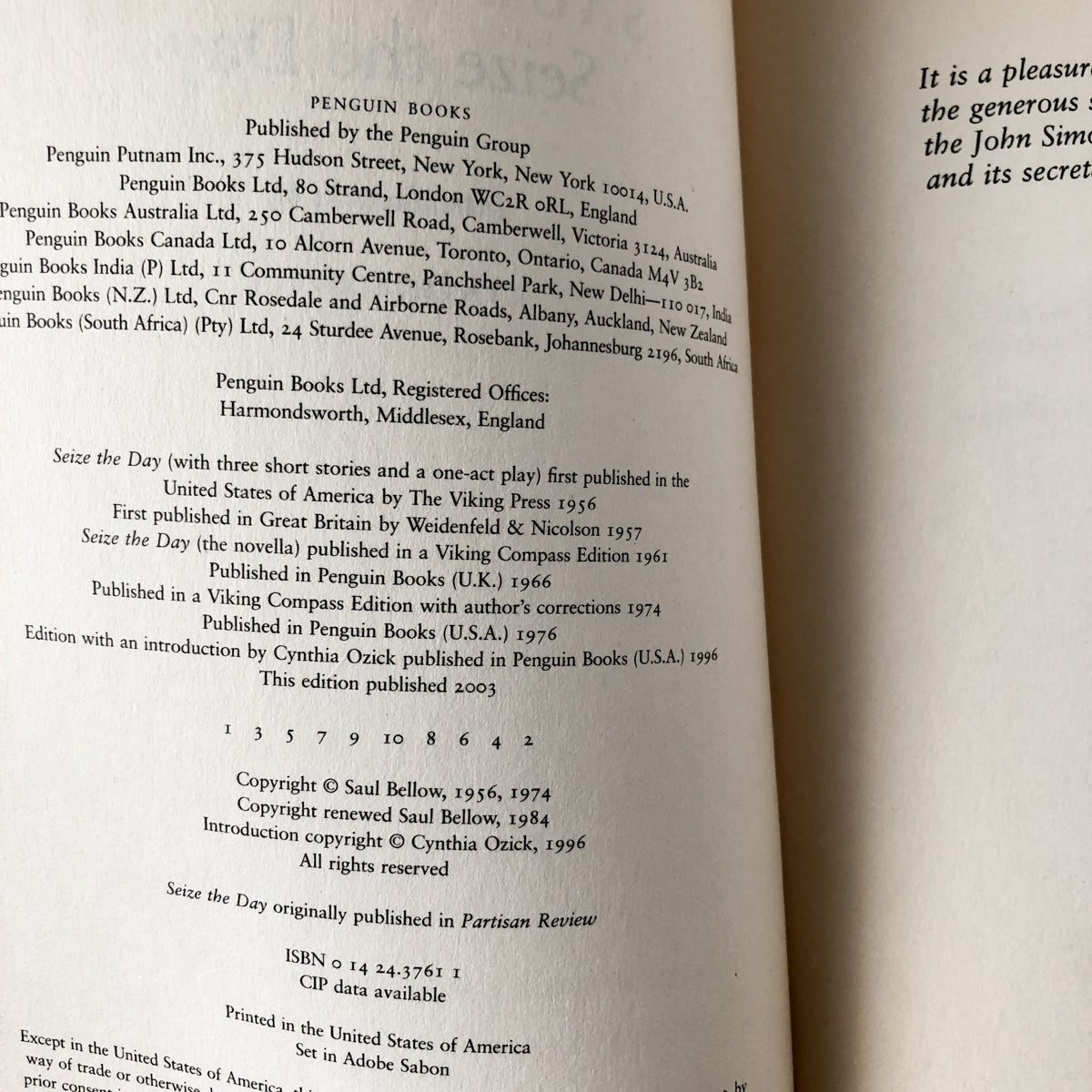 Seize the Day by Saul Bellow [PENGUIN CLASSICS PAPERBACK] - Bookshop Apocalypse