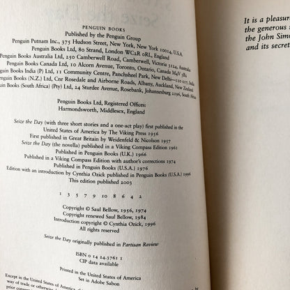 Seize the Day by Saul Bellow [PENGUIN CLASSICS PAPERBACK] - Bookshop Apocalypse