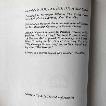 Seize the Day by Saul Bellow [FIRST EDITION / 1956] - Bookshop Apocalypse