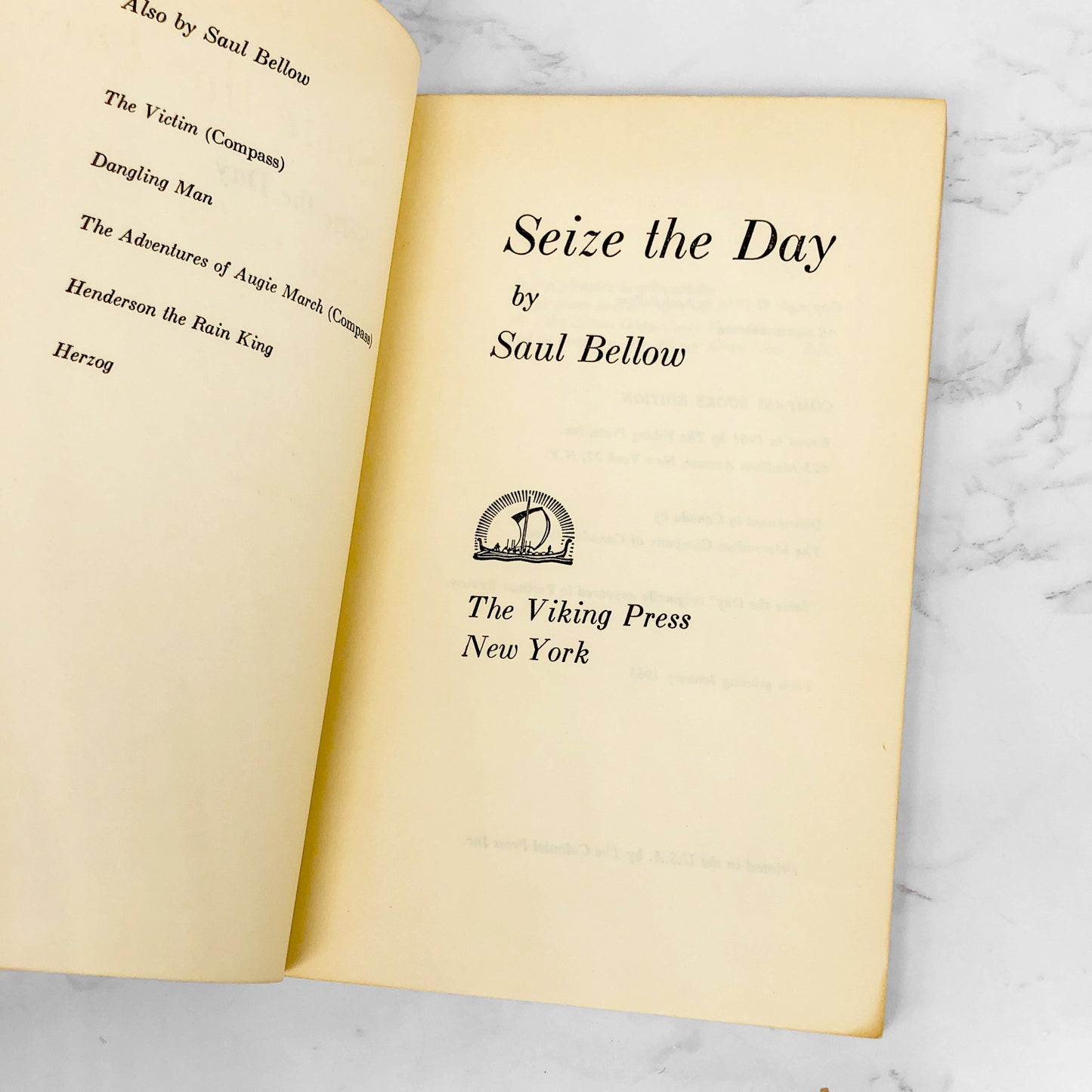 Seize the Day by Saul Bellow [FIRST PAPERBACK EDITION] 1961 • Viking Press