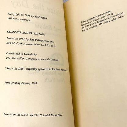 Seize the Day by Saul Bellow [FIRST PAPERBACK EDITION] 1961 • Viking Press