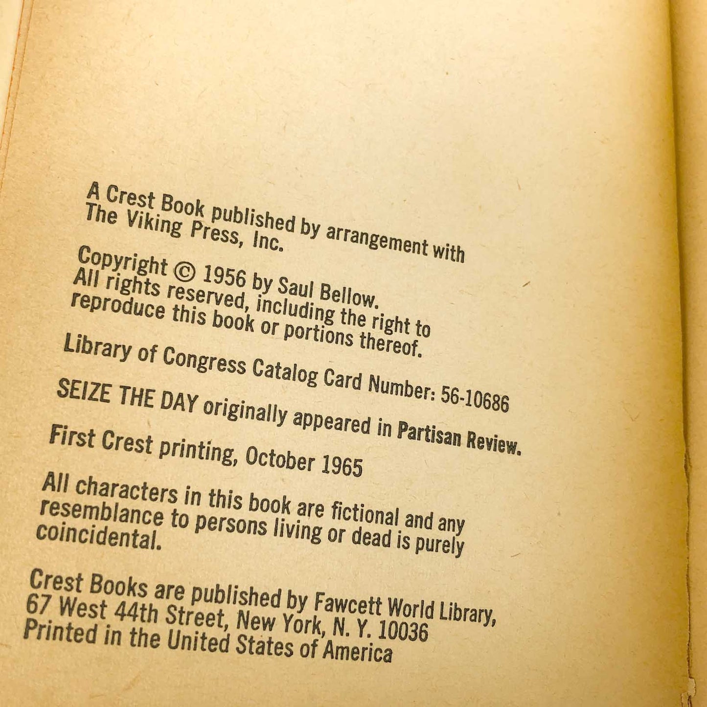 Seize the Day by Saul Bellow [1965 PAPERBACK]