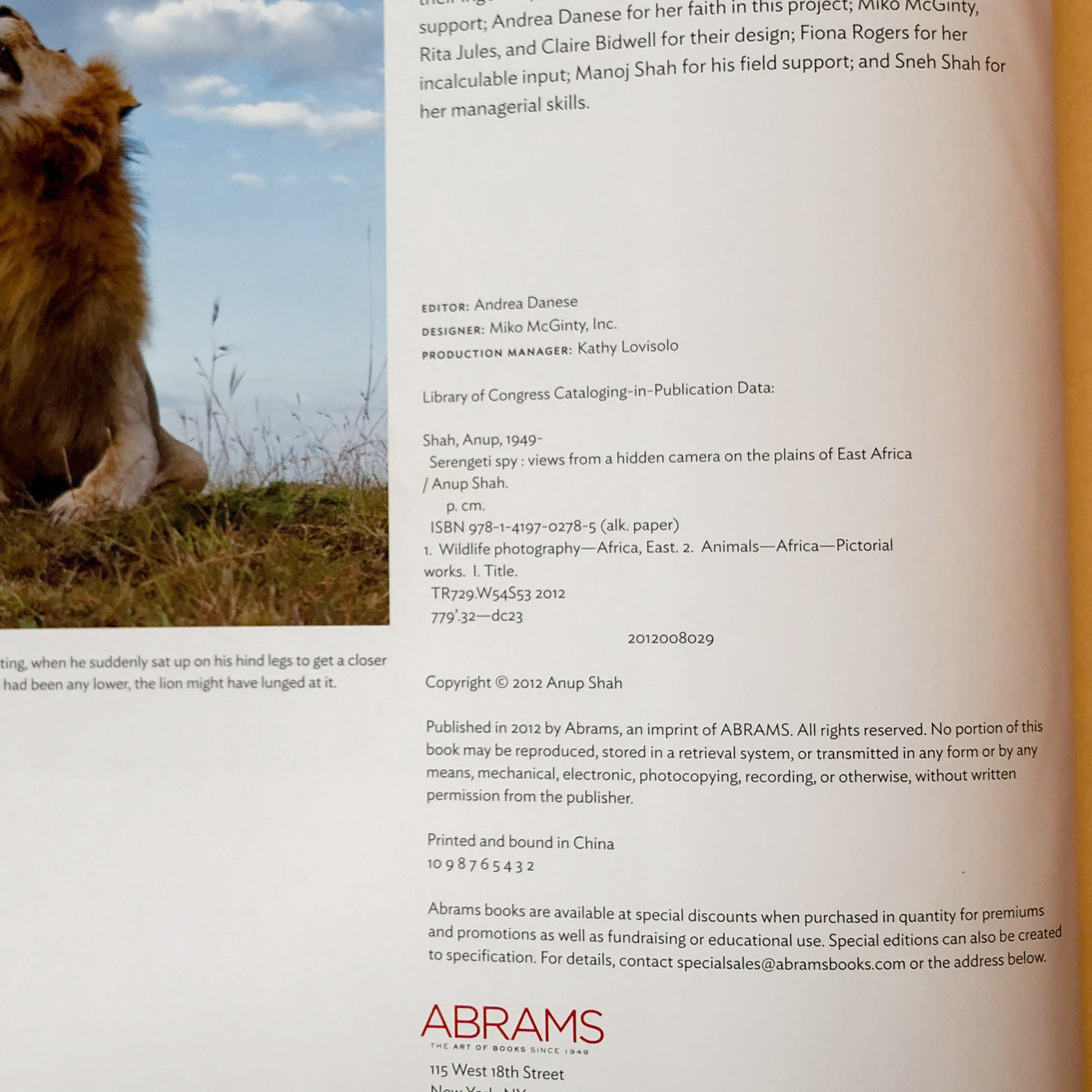 Serengeti Spy: Views from a Hidden Camera on the Plains of East Africa by Anup Shah [FIRST EDITION] 2012