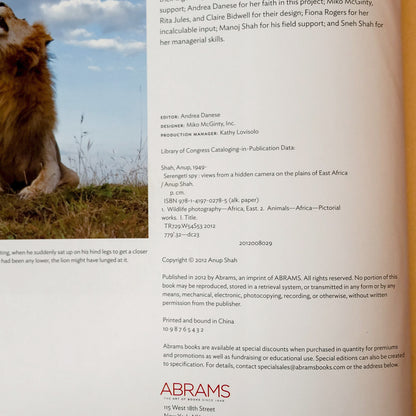 Serengeti Spy: Views from a Hidden Camera on the Plains of East Africa by Anup Shah [FIRST EDITION] 2012