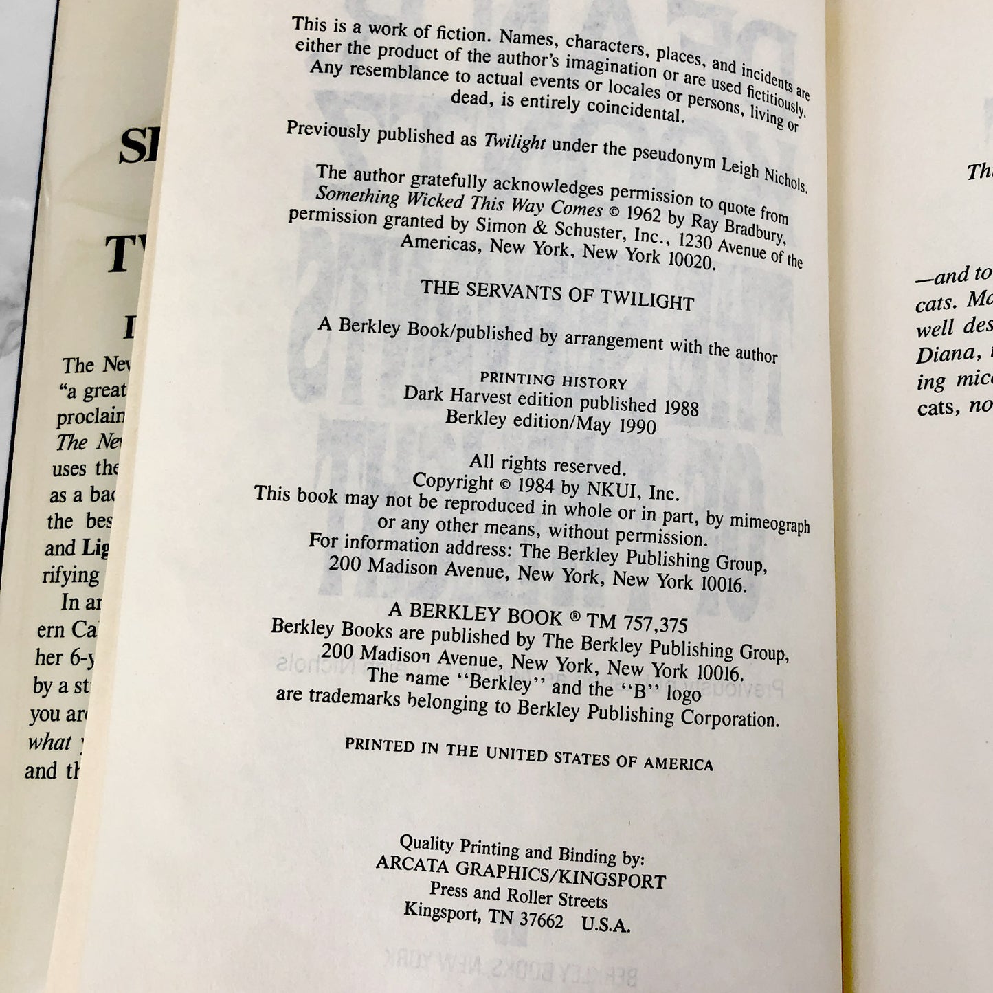 The Servants of Twilight by Dean Koontz [FIRST HARDCOVER EDITION] 1990 • Berkley