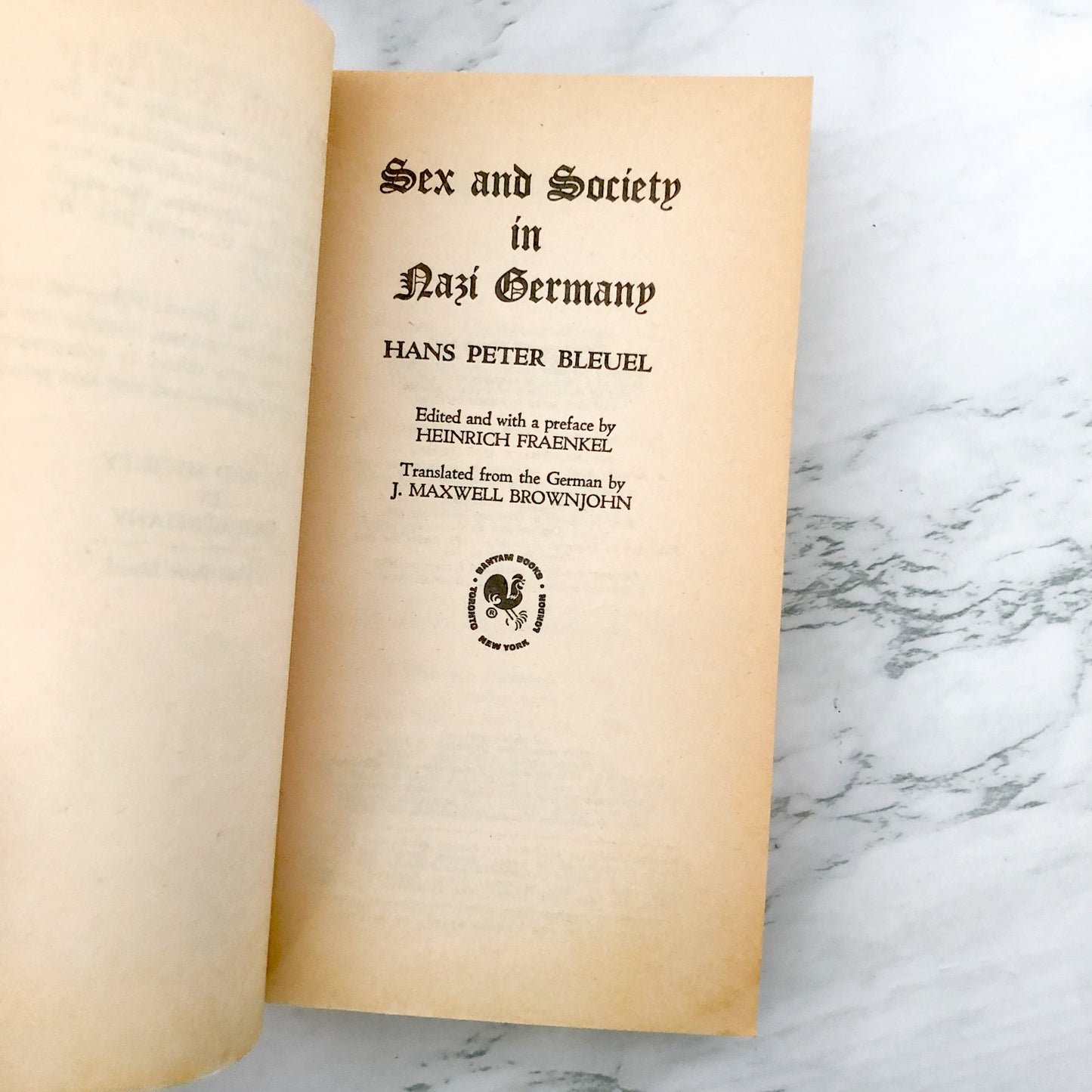 Sex and Society In Nazi Germany by Hans Peter Bleuel [VINTAGE PAPERBACK] 1974 • Bantam