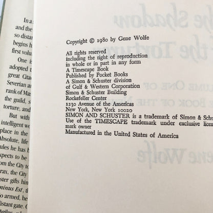 The Shadow of the Torturer by Gene Wolfe [FIRST BOOK CLUB EDITION] 1980
