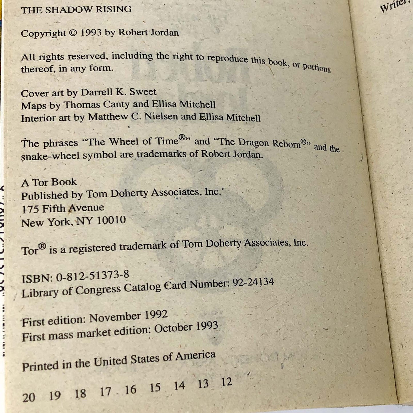 The Shadow Rising by Robert Jordan [1993 PAPERBACK] Wheel of Time #4