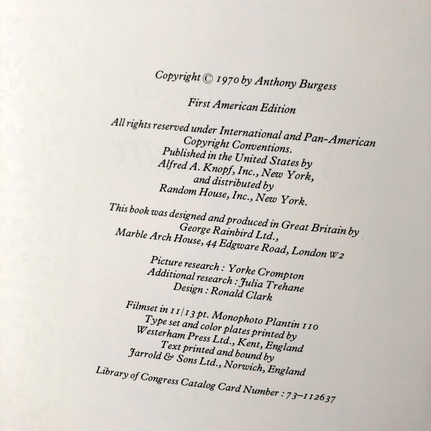 Shakespeare by Anthony Burgess [FIRST EDITION / FIRST PRINTING] 1970