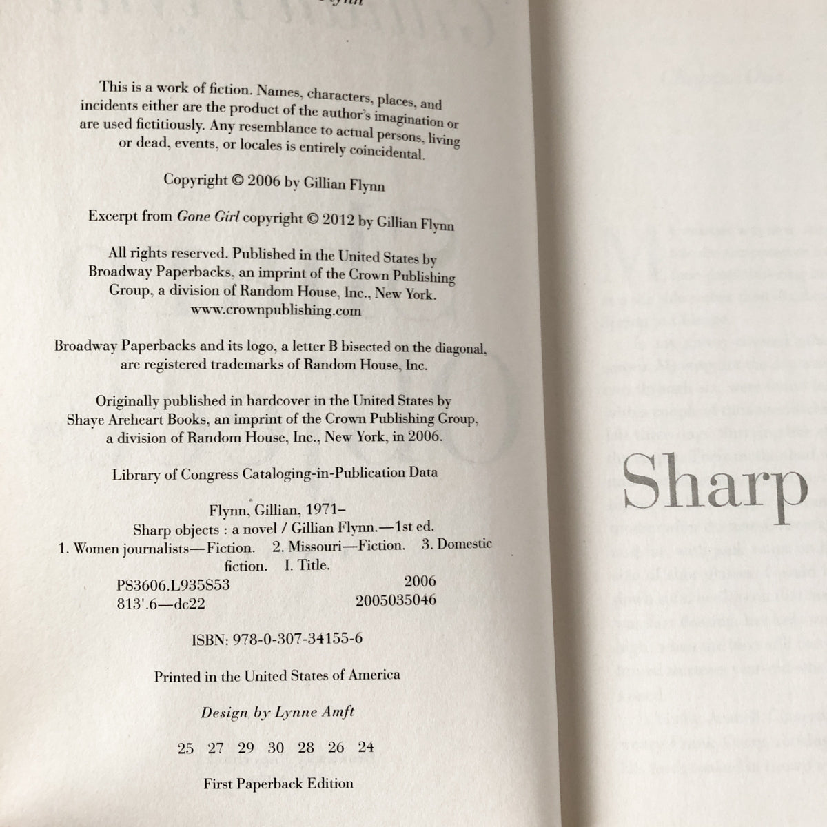 Sharp Objects by Gillian Flynn [TRADE PAPERBACK / 2006] - Bookshop Apocalypse