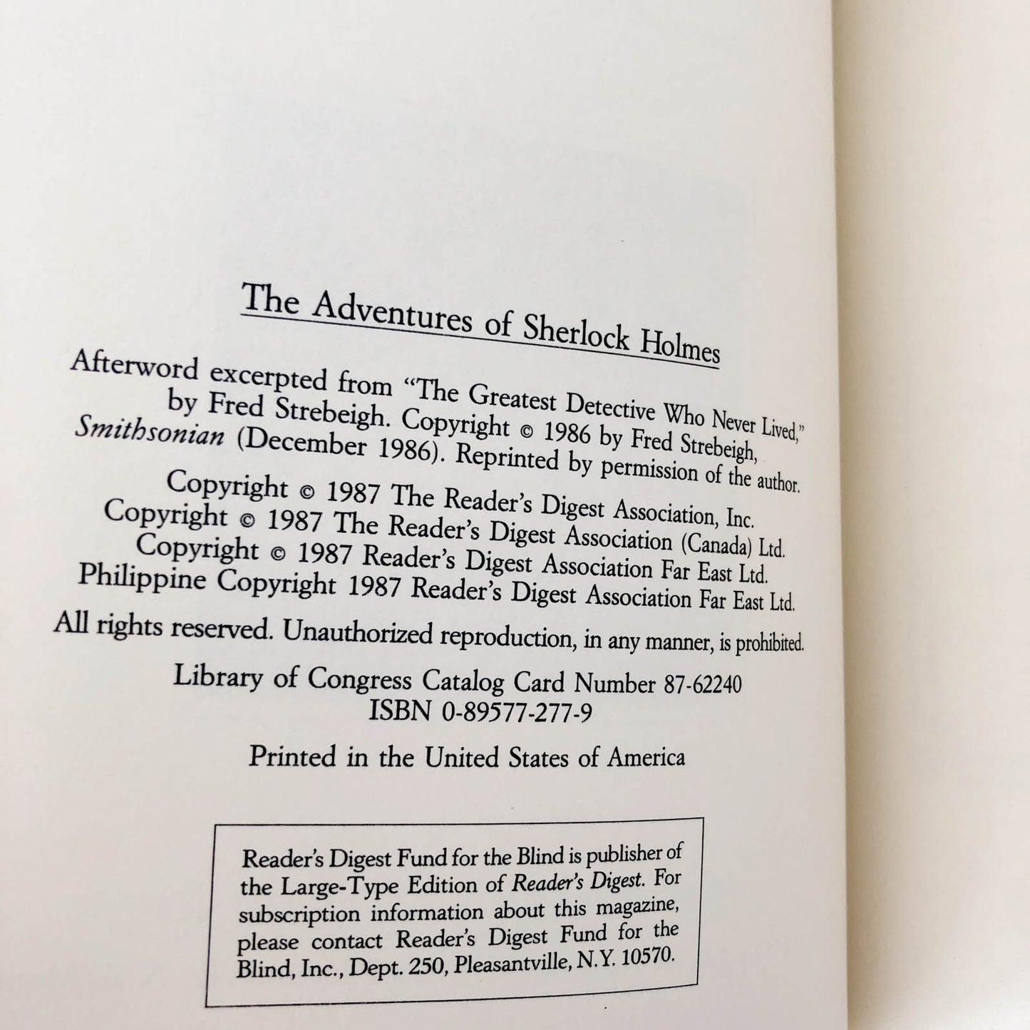 The Adventures of Sherlock Holmes by Sir Arthur Conan Doyle [ILLUSTRATED DIGEST EDITION / 1987]