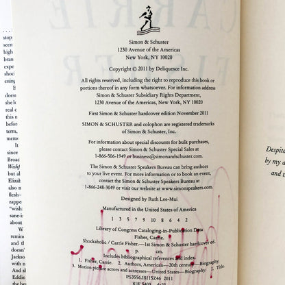 Shockaholic by Carrie Fisher SIGNED! [FIRST EDITION • FIRST PRINTING] 2011