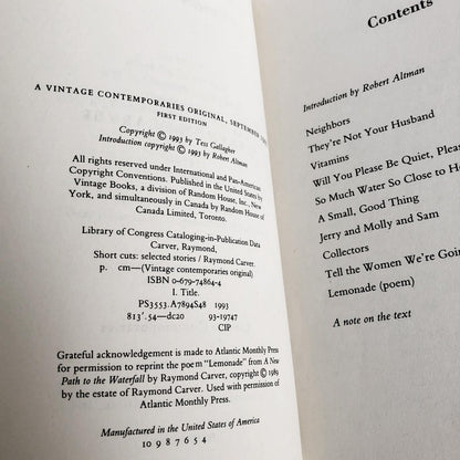 Short Cuts: Selected Stories by Raymond Carver [FIRST EDITION / 1993]