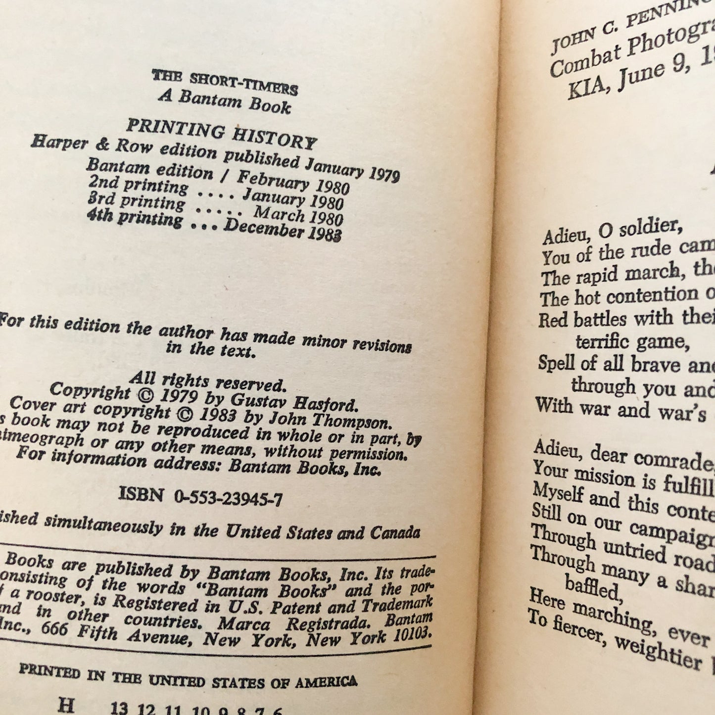 The Short-Timers a.k.a. Full Metal Jacket by Gustav Hasford [1983 PAPERBACK]