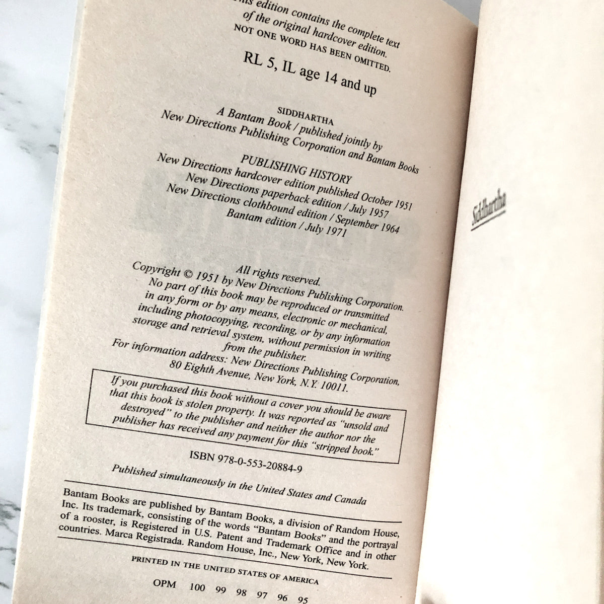 Siddhartha by Hermann Hesse [1971 PAPERBACK] - Bookshop Apocalypse