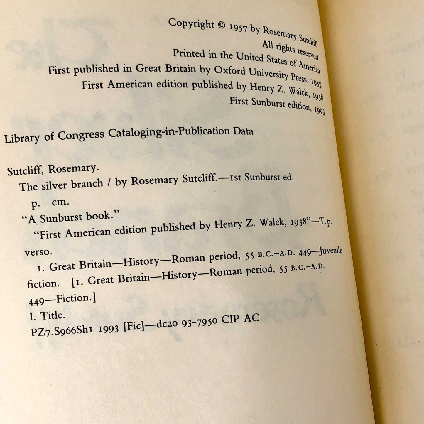 The Silver Branch by Rosemary Sutcliff [TRADE PAPERBACK] 1993