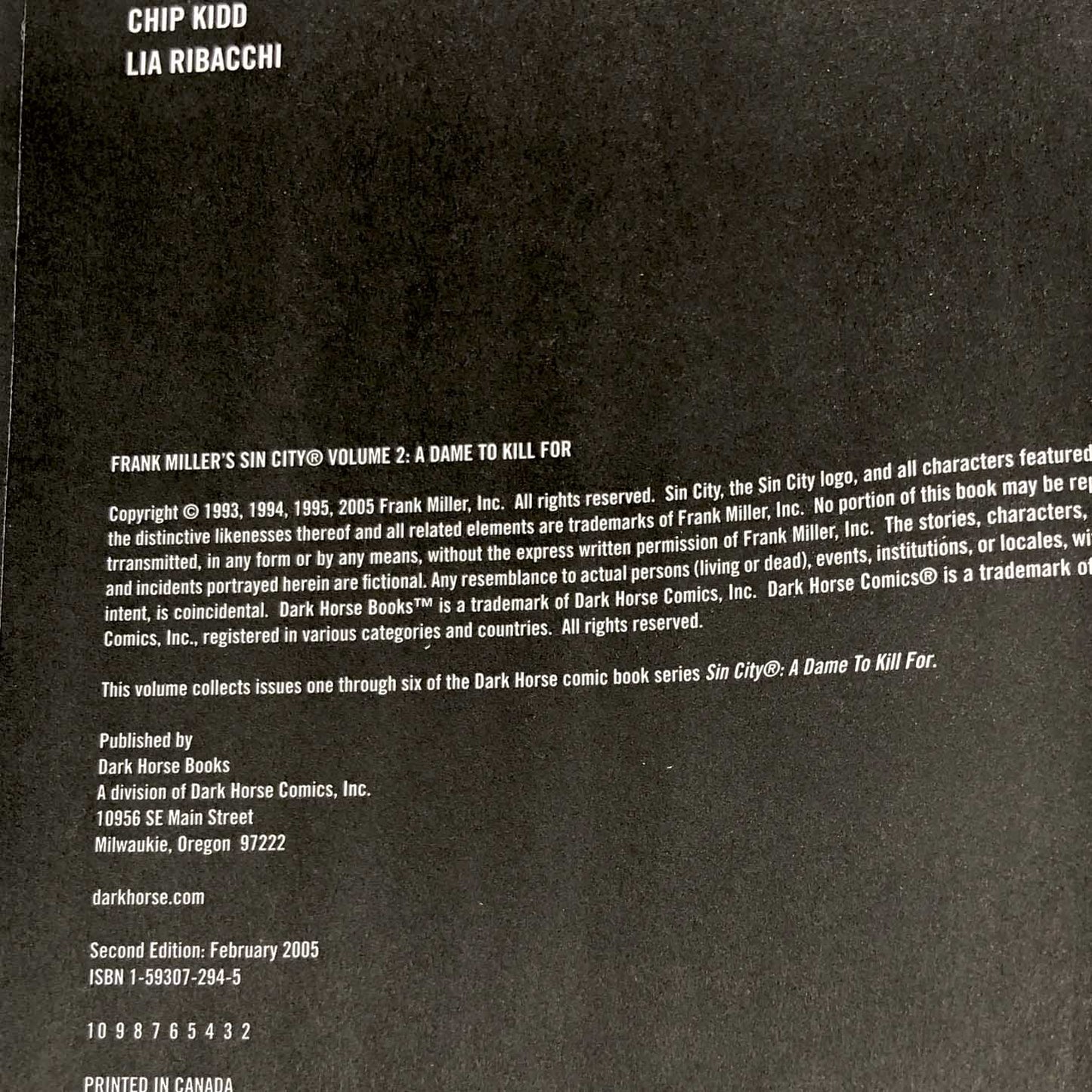 Sin City Vol. 2: A Dame to Kill For by Frank Miller [SECOND EDITION OMNIBUS] 2005 • Dark Horse