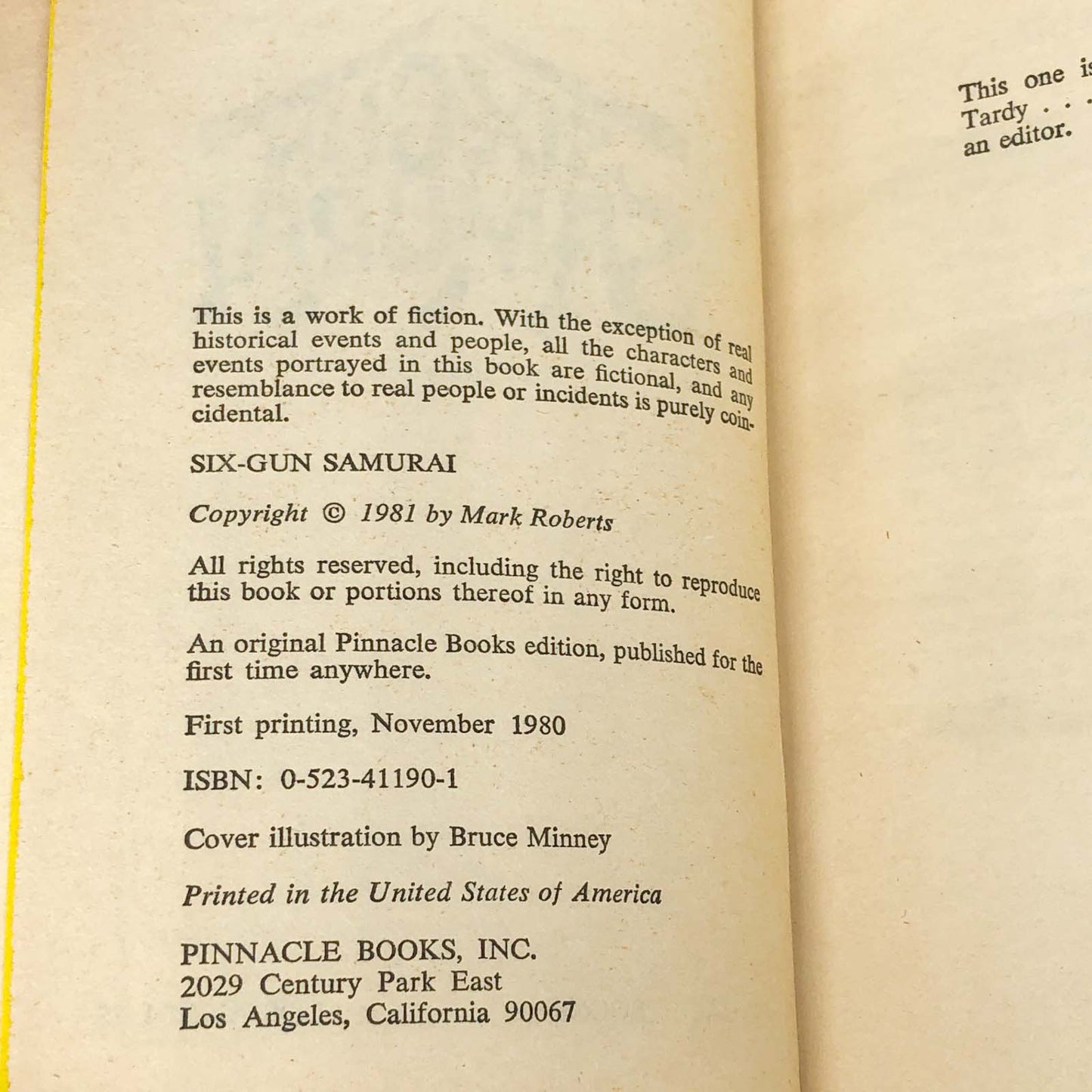 Six-Gun Samurai by Patrick Lee [FIRST EDITION PAPERBACK] 1981