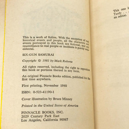 Six-Gun Samurai by Patrick Lee [FIRST EDITION PAPERBACK] 1981