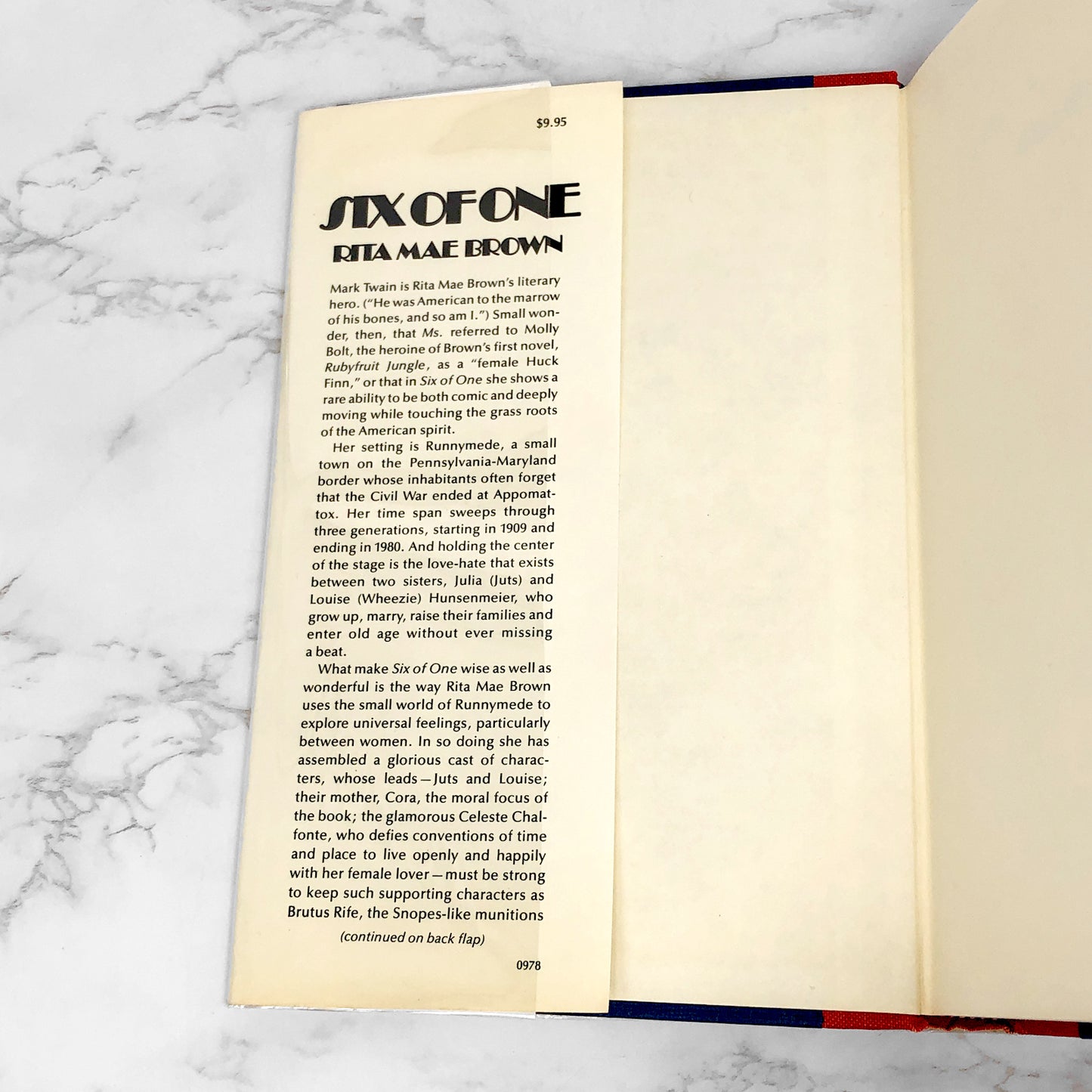 Six of One by Rita Mae Brown [FIRST EDITION] 1978 • Harper & Row