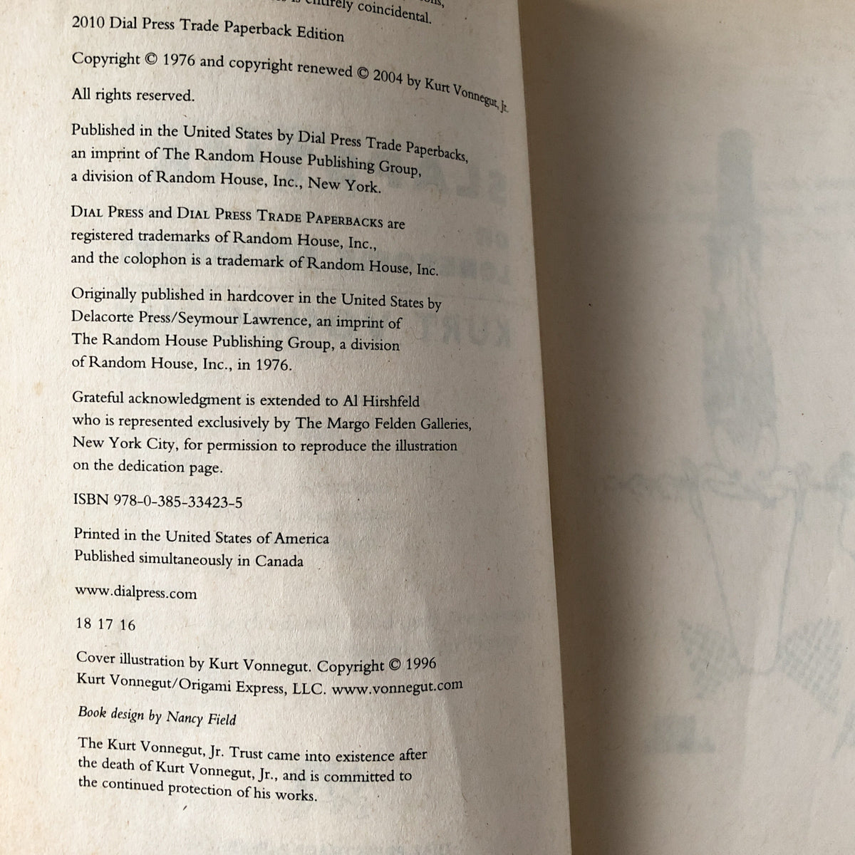 Slapstick by Kurt Vonnegut [2010 TRADE PAPERBACK] - Bookshop Apocalypse