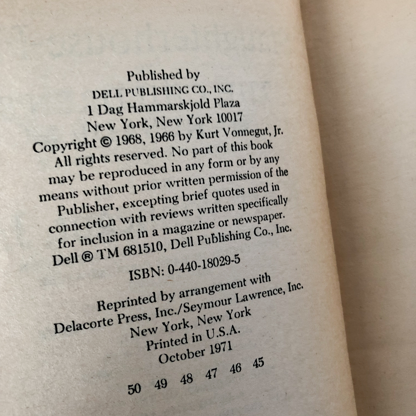 Slaughterhouse Five by Kurt Vonnegut [1971 PAPERBACK] - Bookshop Apocalypse