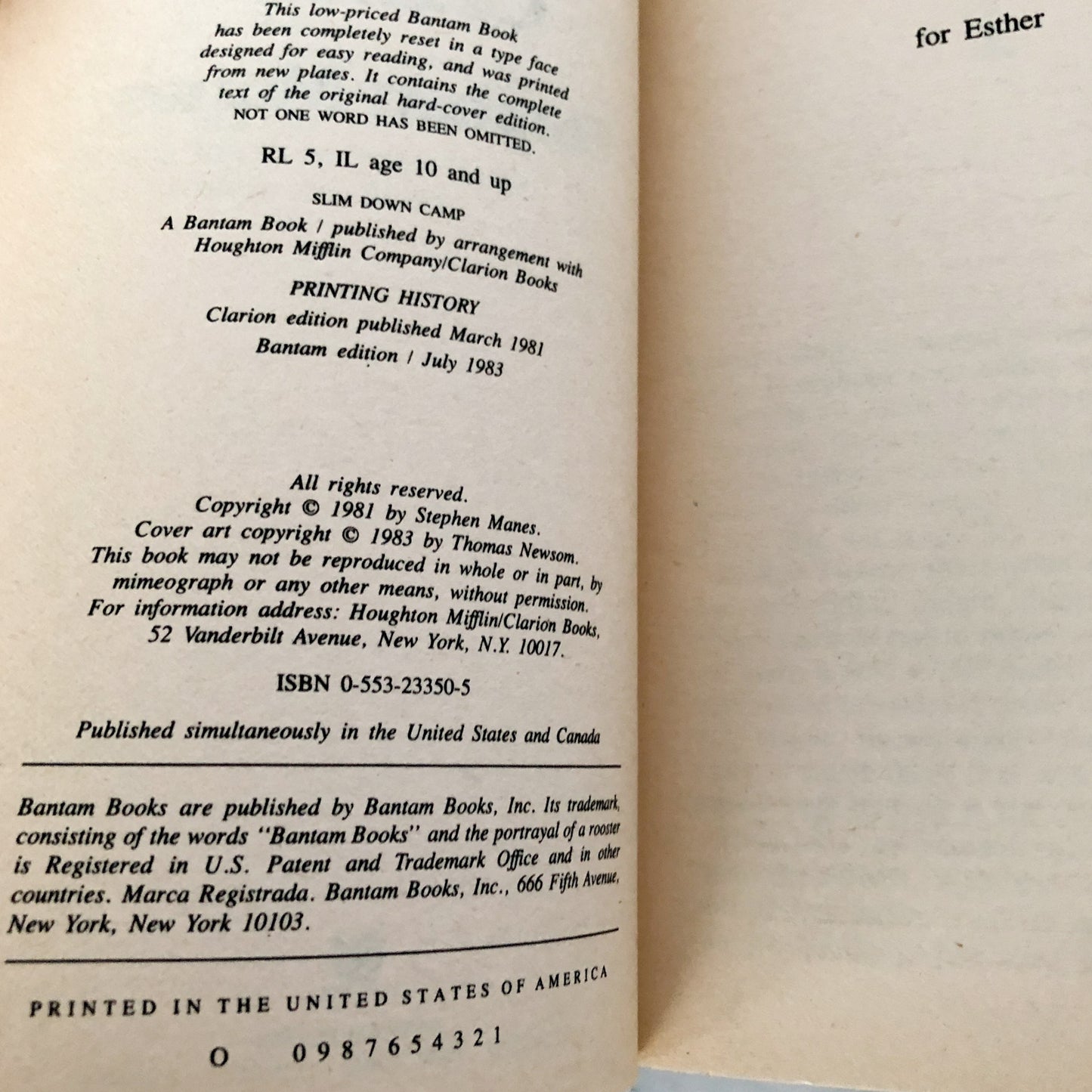 Slim Down Camp by Stephen Manes [1983 PAPERBACK]