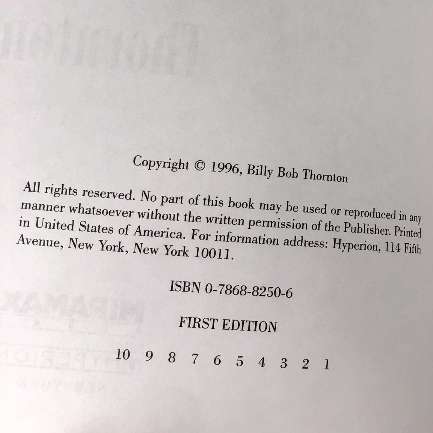Sling Blade: A Screenplay by Billy Bob Thornton [FIRST EDITION] 1996