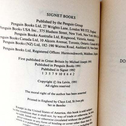 Sliver by Ira Levin [U.K PAPERBACK / 1992]