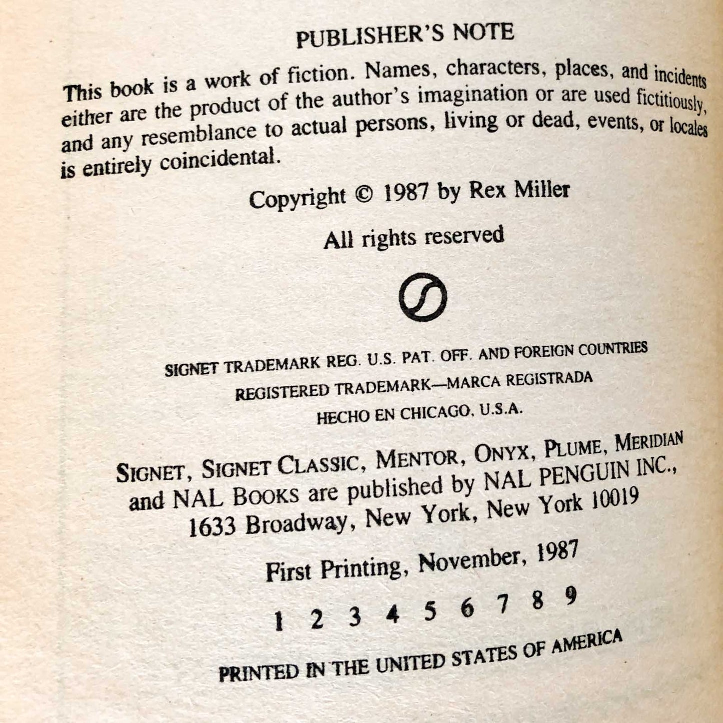 SLOB by Rex Miller [FIRST EDITION • FIRST PRINTING] 1987