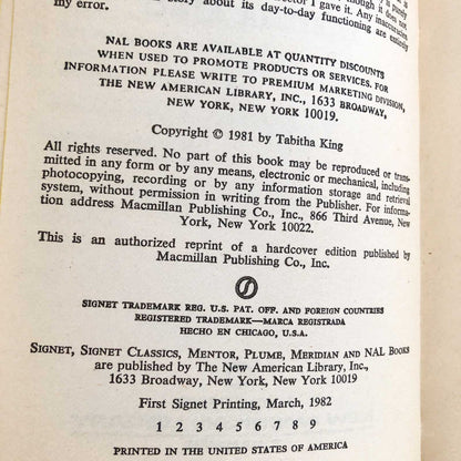 Small World by Tabitha King [FIRST PAPERBACK PRINTING] 1982