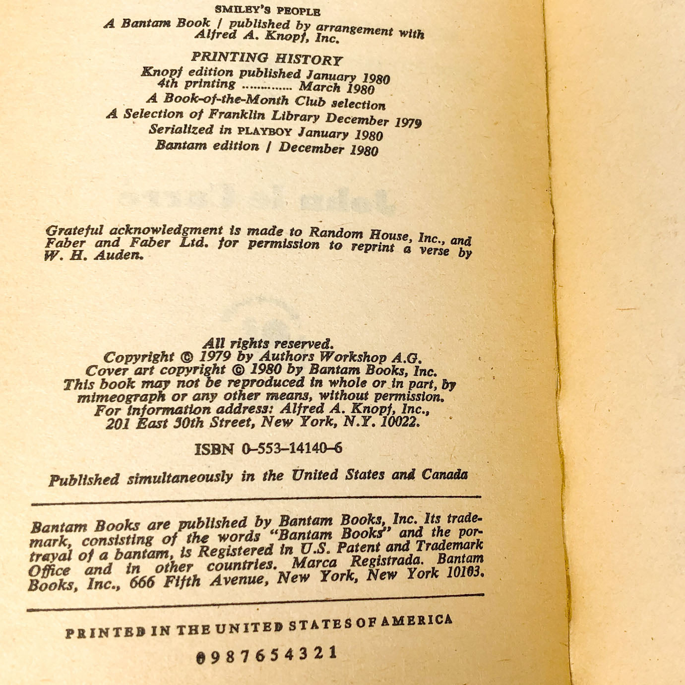 Smiley's People by John Le Carré [FIRST PAPERBACK PRINTING] 1980 • Bantam