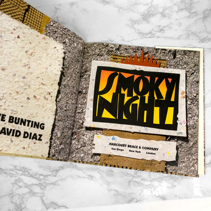 Smoky Night by Eve Bunting & illustrated by David Díaz [FIRST EDITION • FIRST PRINTING] 1994