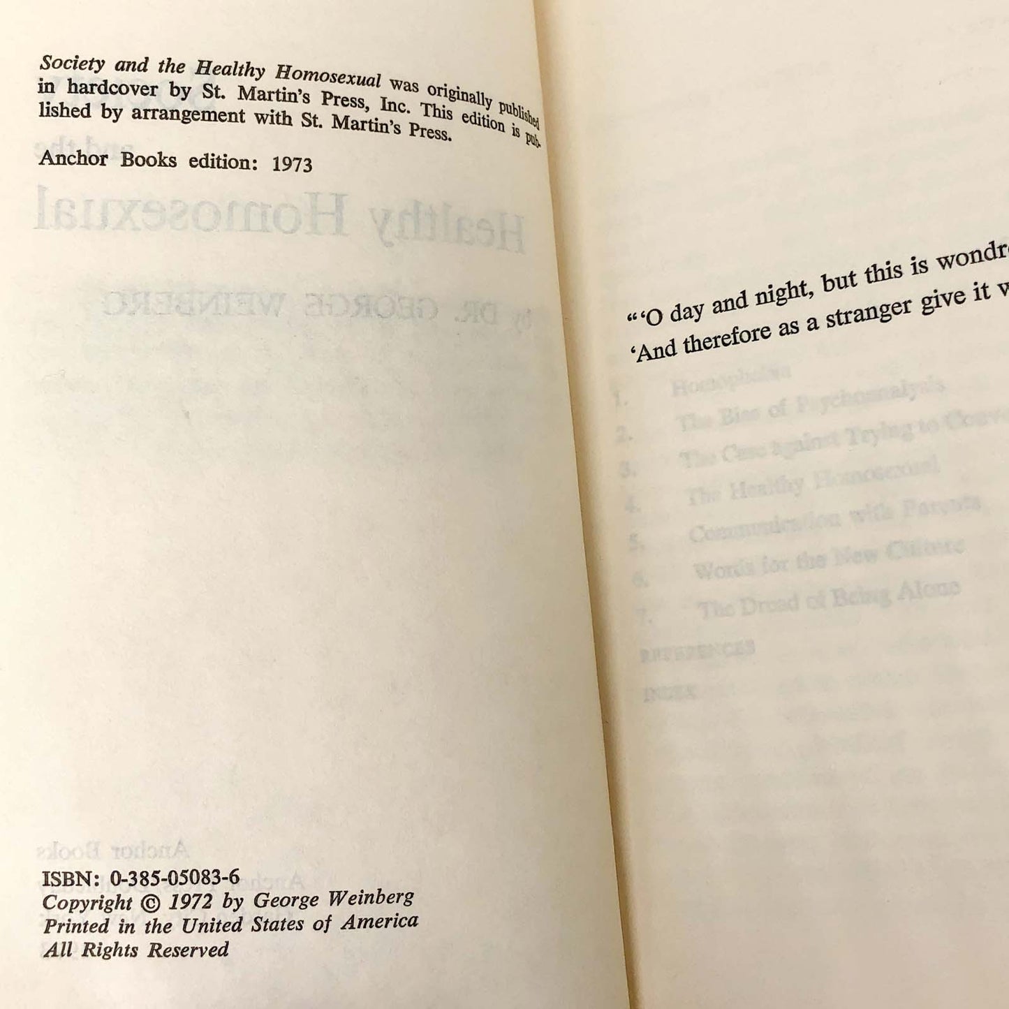 Society and the Healthy Homosexual by George Weinberg [FIRST PAPERBACK PRINTING] 1973 *See Condition